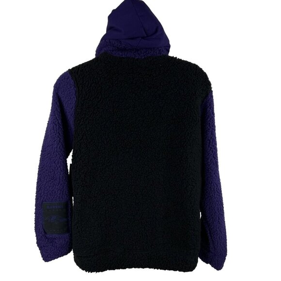 NFL Team Apparel NWT Baltimore Ravens L Sherpa Fleece Sweatshirt Black Full Zip - Picture 4 of 16